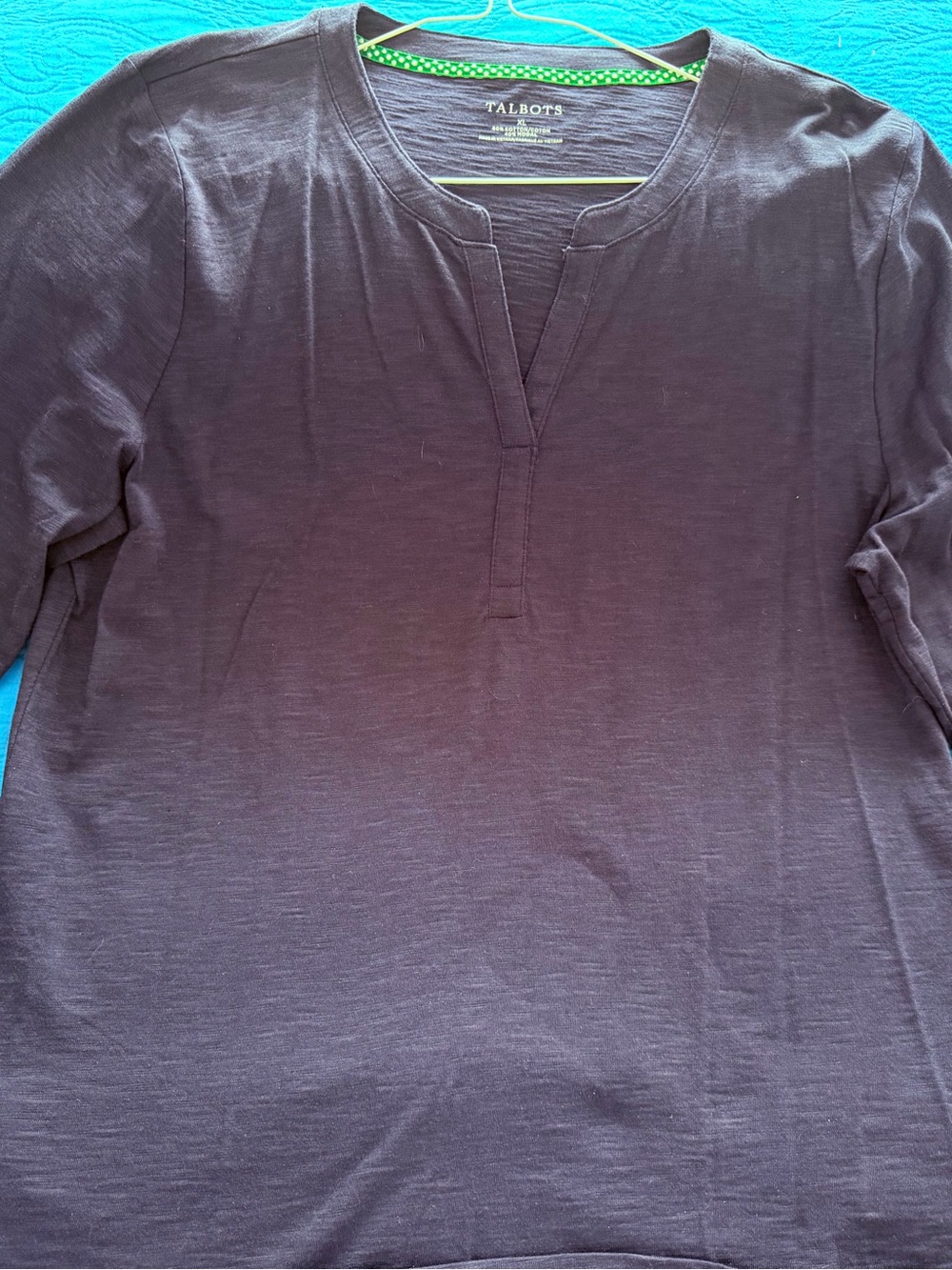 Talbots Dark Navy Long Sleeve Split-Neck Tunic
